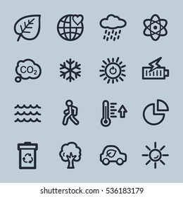 Ecology web icons.  Green technology, environment protection and recycling symbol, vector signs