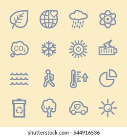 Ecology web icons.  Green technology, environment protection and recycling symbol, vector signs