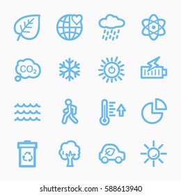 Ecology web icons.  Green technology, environment protection and recycling symbol, vector signs
