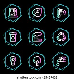 Ecology web icons, neon contour series