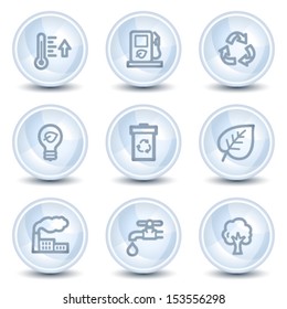 Ecology web icons set 1, light blue glossy circle buttons