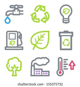 Ecología de iconos web conjunto 1, serie de contorno de línea de color