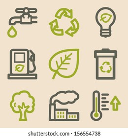 Ecología iconos web set 1, serie vintage