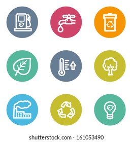 Ecology web icons set 1, color circle buttons