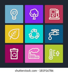 Ecology web icons set 1, color buttons 