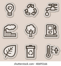Ecology web icons set 1, brown contour sticker series