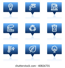 Ecology web icons set 1, blue speech bubbles sticker series