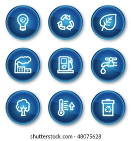 Ecology web icons set 1, blue circle buttons