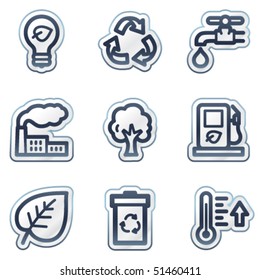 Ecología iconos web set 1, serie de stickers de contorno azul profundo