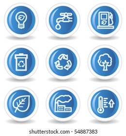 Ecology web icons set 1, blue glossy circle buttons