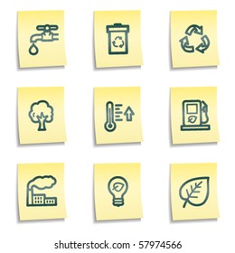 Ecology web icons set 1, yellow notes series