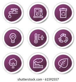 Ecology web icons set 1, purple stickers series