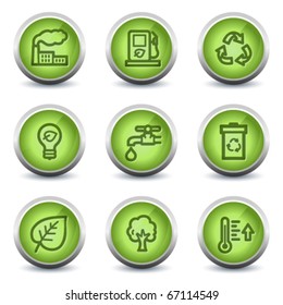 Ecology web icons set 1, green glossy set