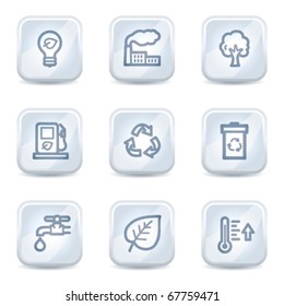 Ecology web icons set 1, white glossy buttons