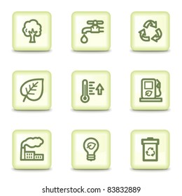 Ecology web icons set 1, salad green buttons