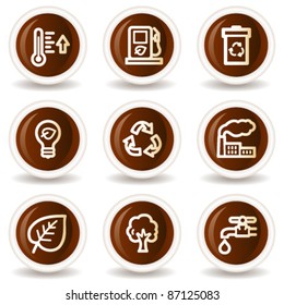 Ecology web icons set 1, chocolate buttons