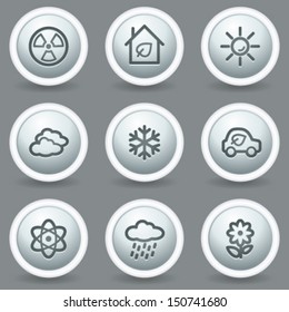 Ecología iconos web conjunto 2, botones de mate de color gris circular