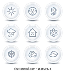 Ecology web icons set 2, white glossy circle buttons