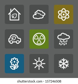 Ecology web icons set 2, flat buttons