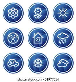 Ecology web icons set 2, blue circle buttons series