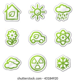 Ecology web icons set 2, green contour sticker series