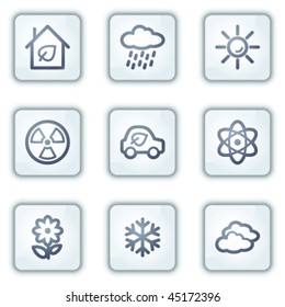 Ecology web icons set 2, white square buttons series