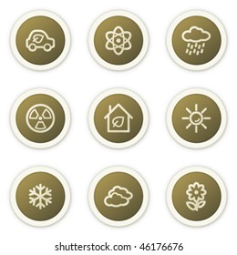 Ecology web icons set 2,  brown circle buttons series