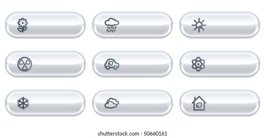 Ecology web icons set 2, white  buttons with copyspace