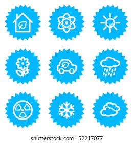 Ecology web icons set 2, blue sticker series