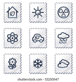 Ecology web icons set 2, white glossy circle buttons