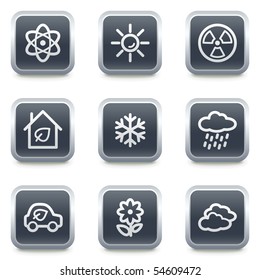 Ecology web icons set 2, grey square buttons