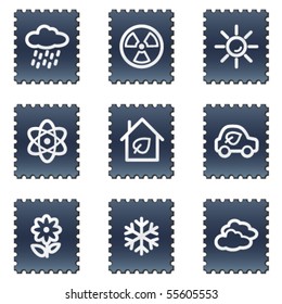 Ecology web icons set 2, navy stamp series