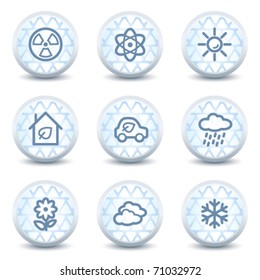 Ecology web icons set 2, glossy circle buttons