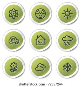 Ecología iconos web conjunto 2, pegatinas de círculo verde