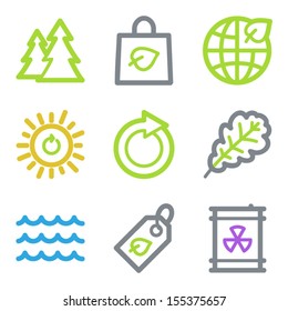 Ecología de iconos web set 3, serie de contorno de línea de color