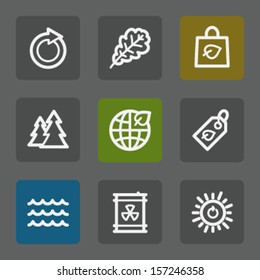 Ecology web icons set 3, flat buttons