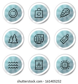Ecology web icons set 3, blue shine stickers series