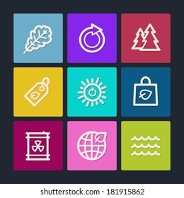 Ecology web icons set 3, color buttons 