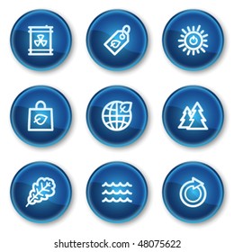 Ecology web icons set 3, blue circle buttons