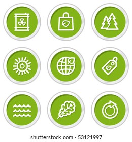 Ecology web icons set 3, green circle buttons