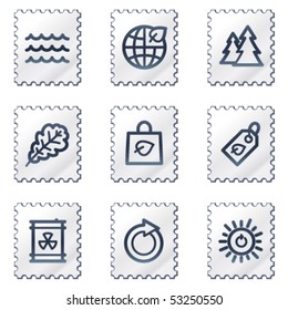 Ecology web icons set 3, white stamp series