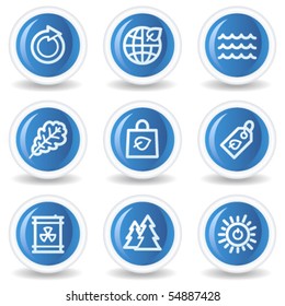 Ecología iconos web set 3, botones de círculo brillante azul