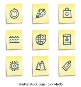 Ecology web icons set 3, yellow notes series