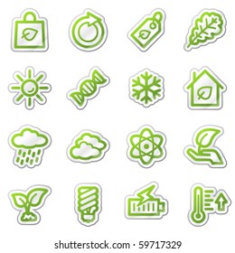 Ecology web icons set 3, green sticker series