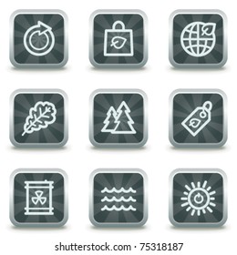 Ecology  web icons set 3, grey square buttons