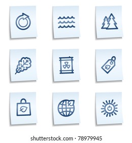 Ecology web icons set 3,  blue notes