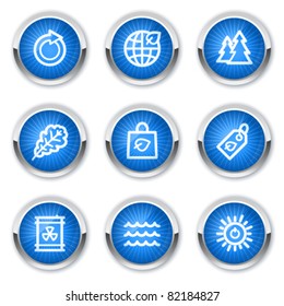 Ecology web icons set 3, blue buttons