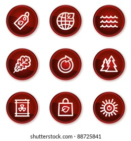 Ecology web icons set 3, dark red circle buttons