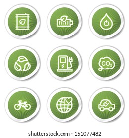 Ecology web icons set 4, green  stickers