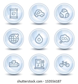 Ecology web icons set 4, light blue glossy circle buttons